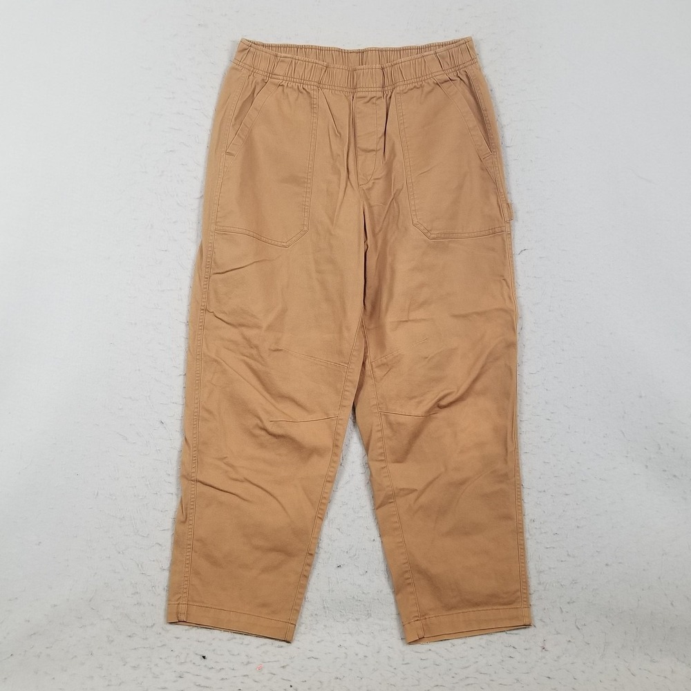 Old Navy Pulla Pants Womens Large Brown High Rise Carpenter Twill Elastic Waist